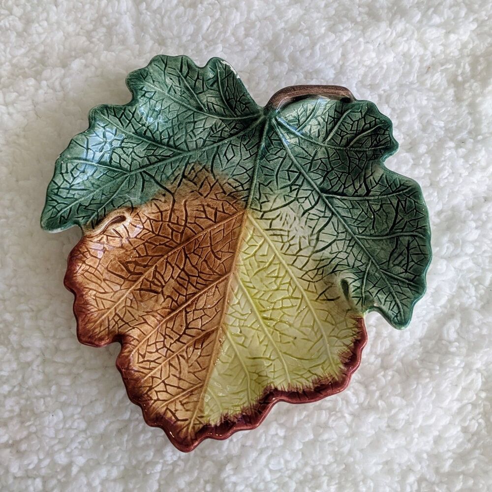 Fitz & Floyd 7" Fall Autumn Leaf Snack Plate- Cheese Dish Collectable Decor